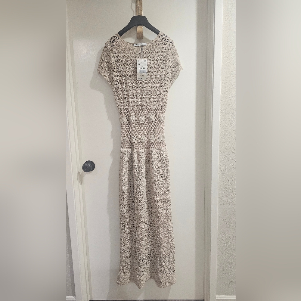 Zara Beige Knit Maxi Dress